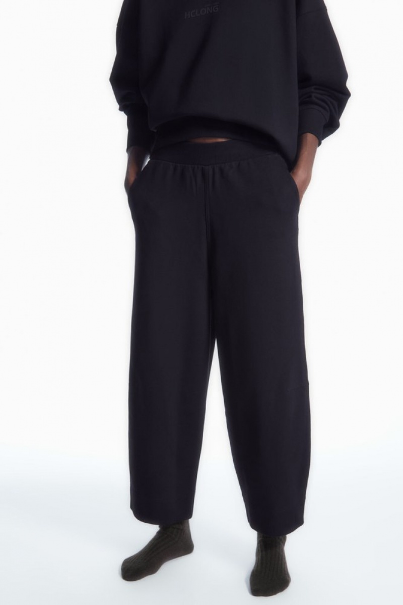 Navy COS Barrel-Leg Jersey Joggers Trousers | 852491-BKT