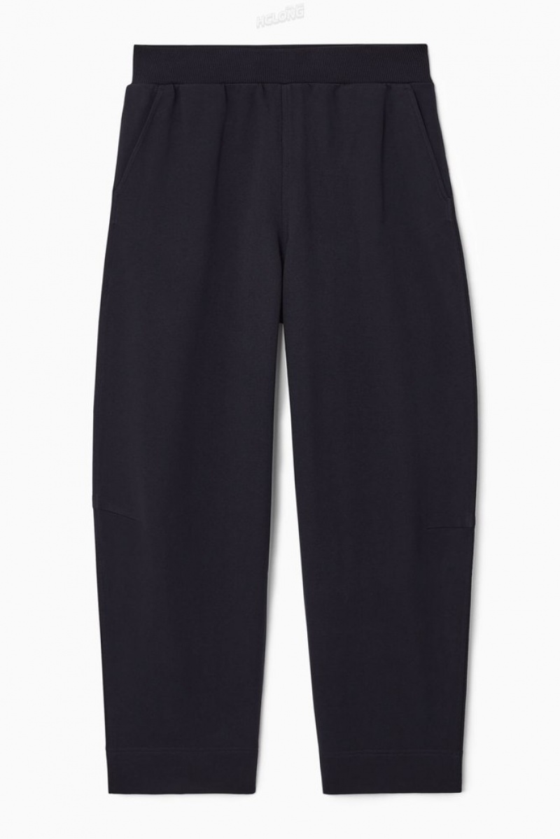 Navy COS Barrel-Leg Jersey Joggers Trousers | 852491-BKT