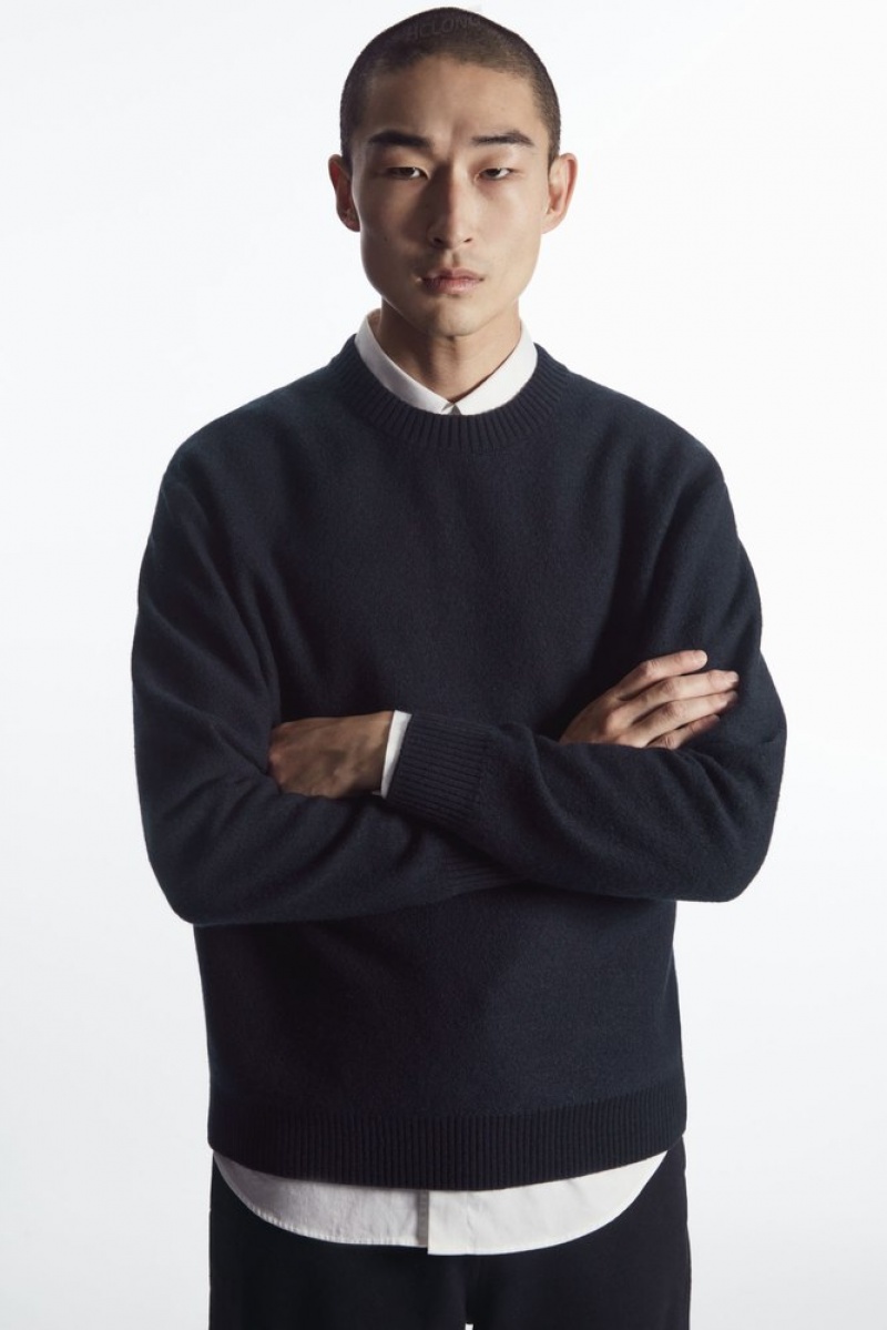 Navy COS Boiled-Wool Crew-Neck Jumper Knitwear | 612048-USF