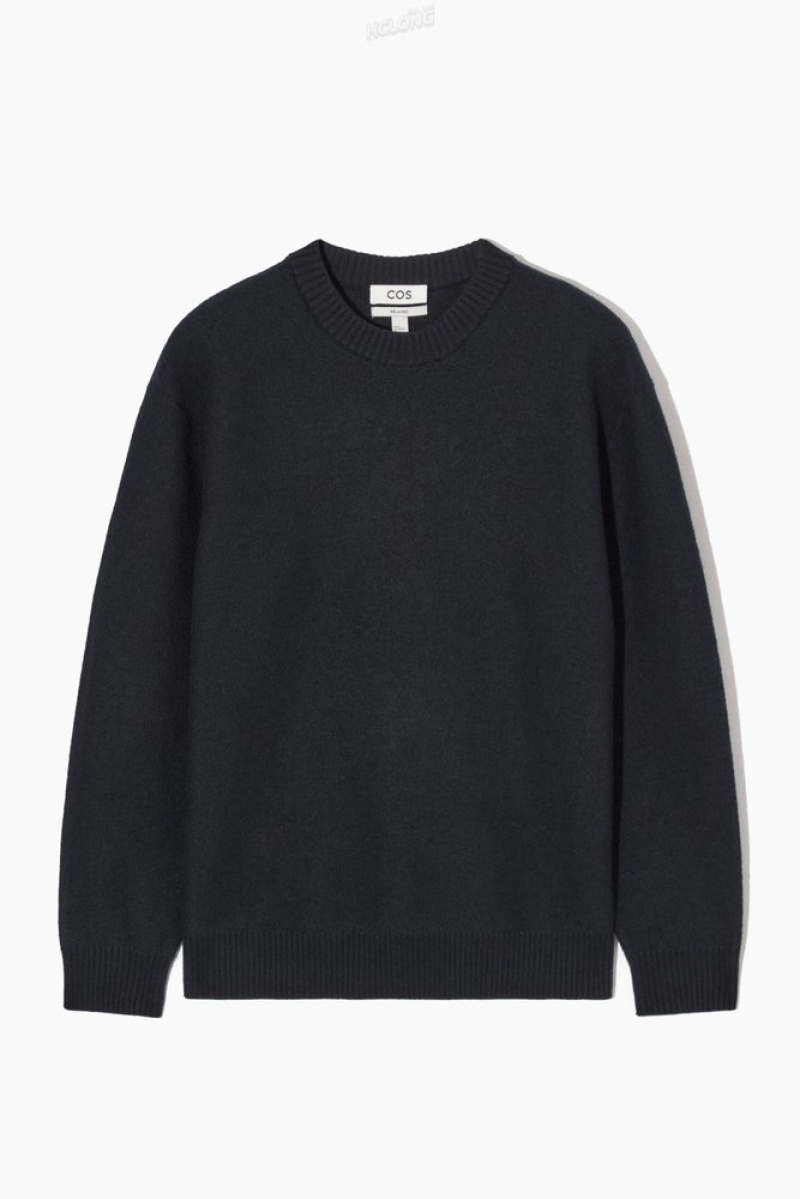 Navy COS Boiled-Wool Crew-Neck Jumper Knitwear | 612048-USF