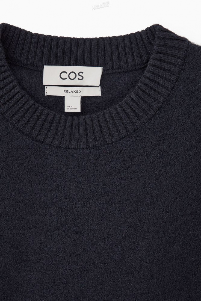 Navy COS Boiled-Wool Crew-Neck Jumper Knitwear | 612048-USF