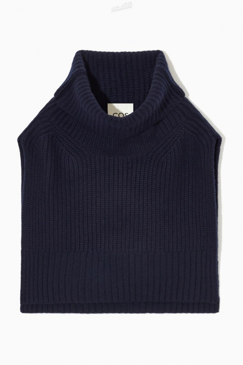 Navy COS Chunky Pure Cashmere Open-Side Vest Scarves | 472985-BAL