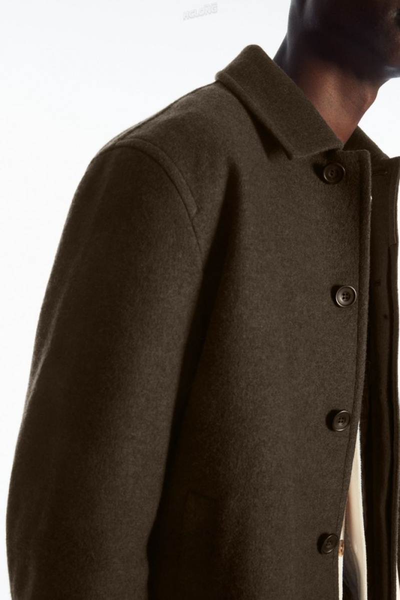 Navy COS Felted Wool Jacket Coats & Jackets | 398174-UHB