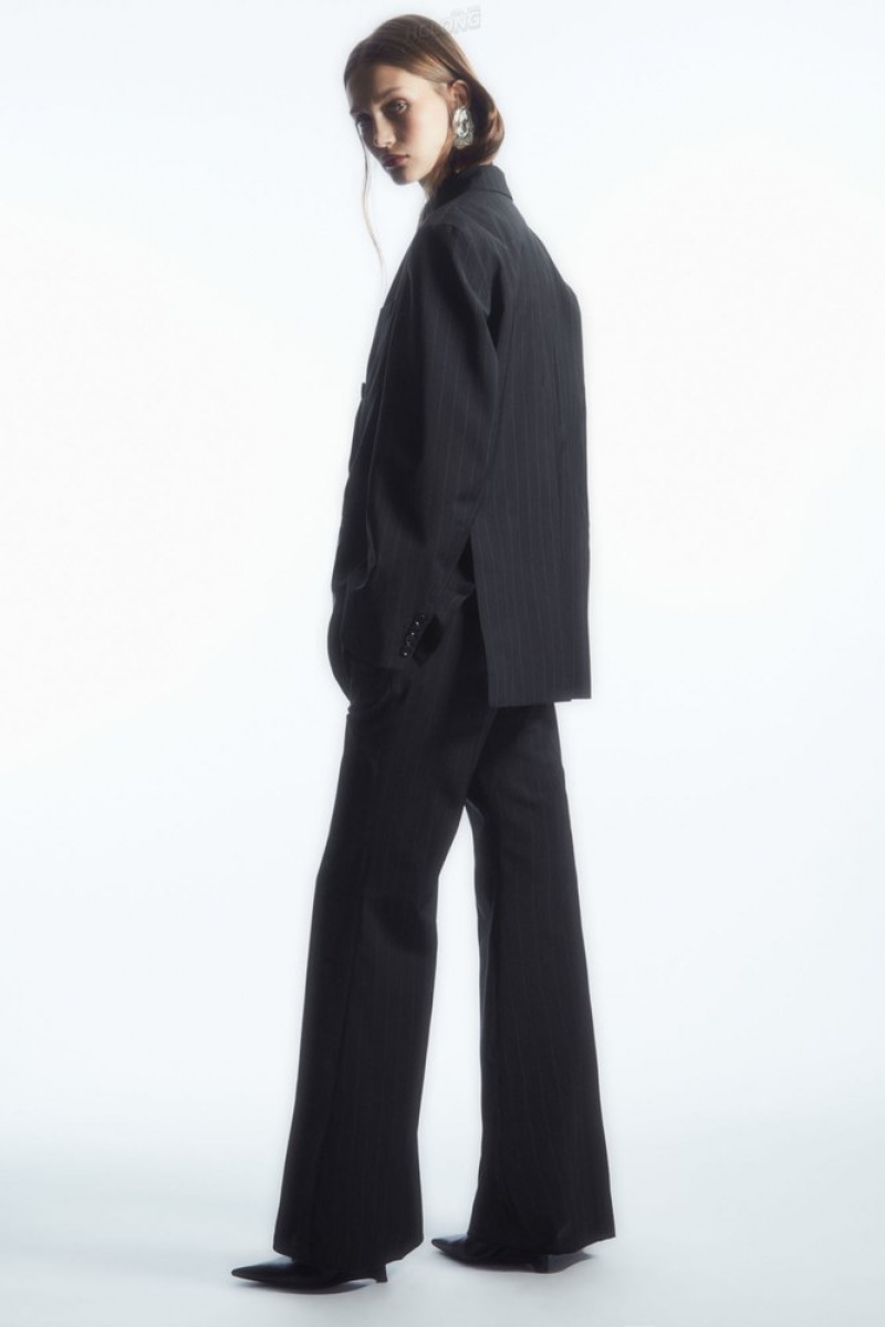 Navy COS Flared Wool Pants Pants | 384127-HAS