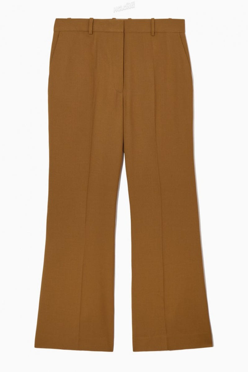 Navy COS Flared Wool Trousers Pants | 021354-LZE