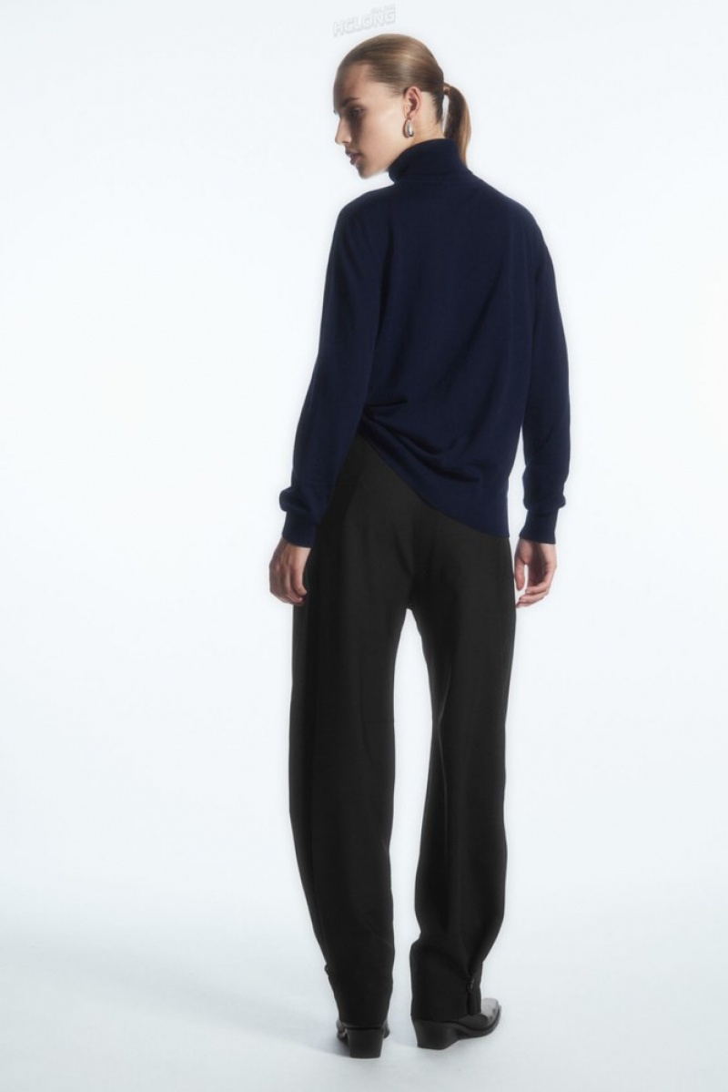 Navy COS Merino Wool Roll-Neck Jumper Knitwear & Cardigans | 235408-URN