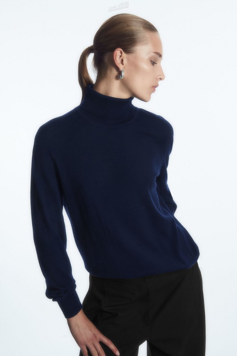 Navy COS Merino Wool Roll-Neck Jumper Knitwear & Cardigans | 235408-URN