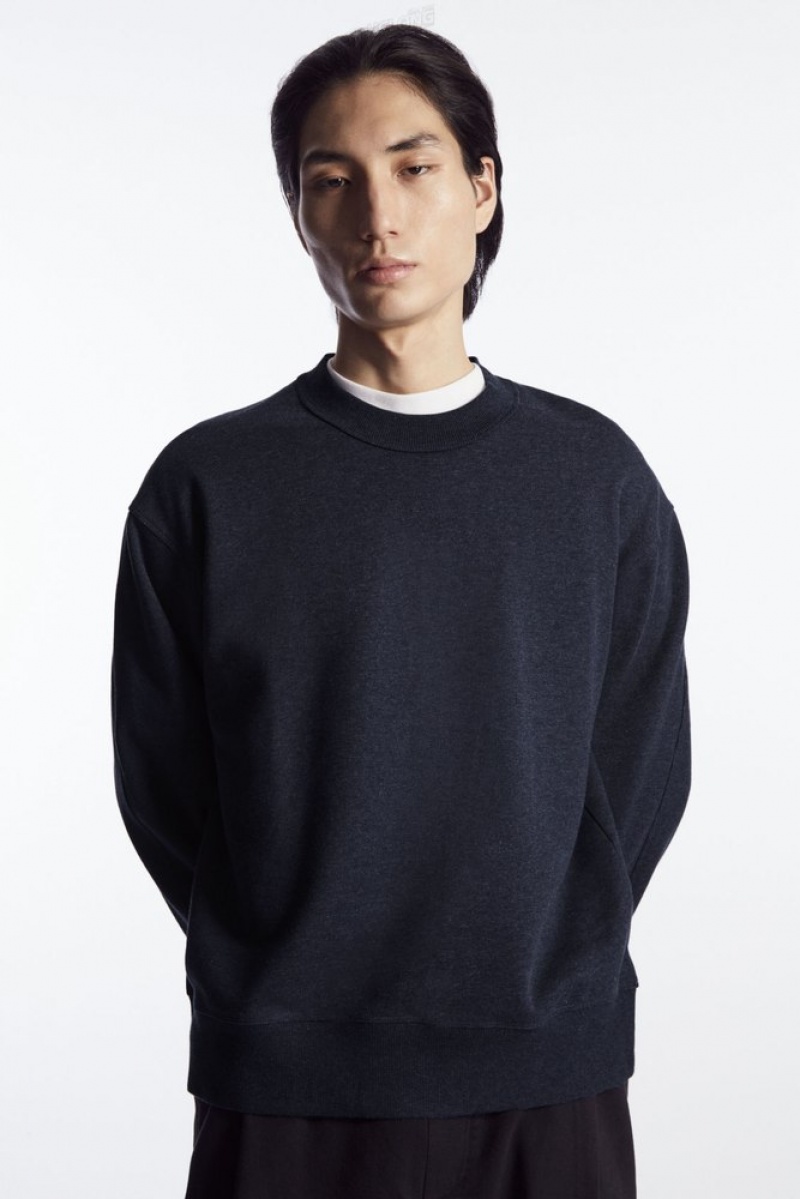 Navy COS Mock-Neck Sweatshirt Sweaters & Cardigans | 729860-YZX