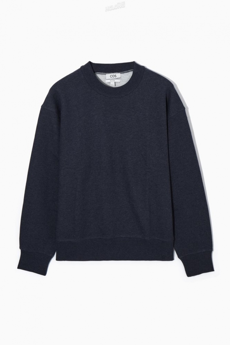 Navy COS Mock-Neck Sweatshirt Sweaters & Cardigans | 729860-YZX