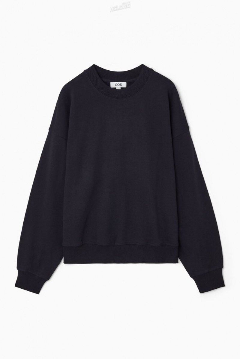 Navy COS Oversized Jersey Sweatshirt Sweatshirts & Hoodies | 726153-TKC