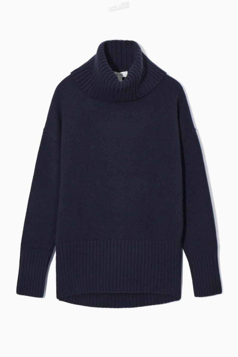 Navy COS Oversized Pure Cashmere Roll-Neck Jumper Sweaters & Cardigans | 820475-XNY