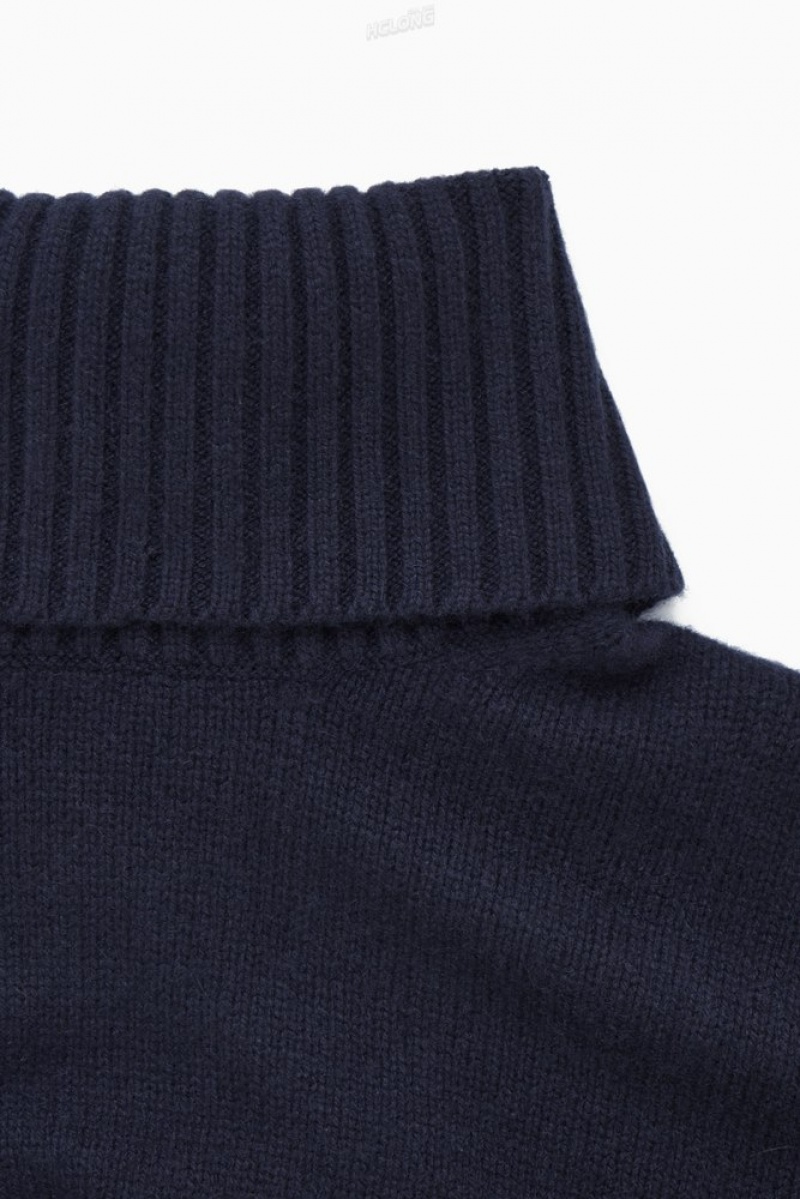 Navy COS Oversized Pure Cashmere Roll-Neck Jumper Sweaters & Cardigans | 820475-XNY