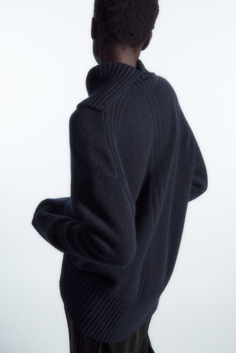 Navy COS Oversized Pure Cashmere Roll-Neck Jumper Sweaters & Cardigans | 235061-RDZ