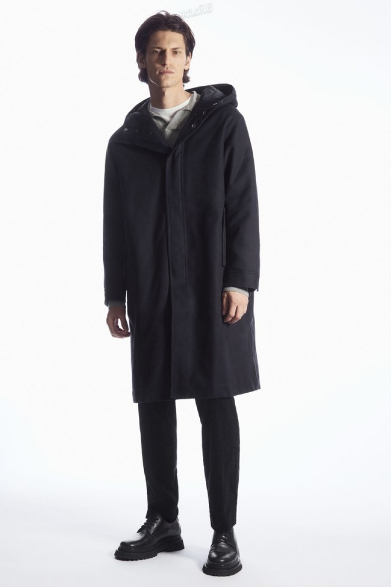 Navy COS Padded Hooded Parka Coats & Jackets | 658437-KLO