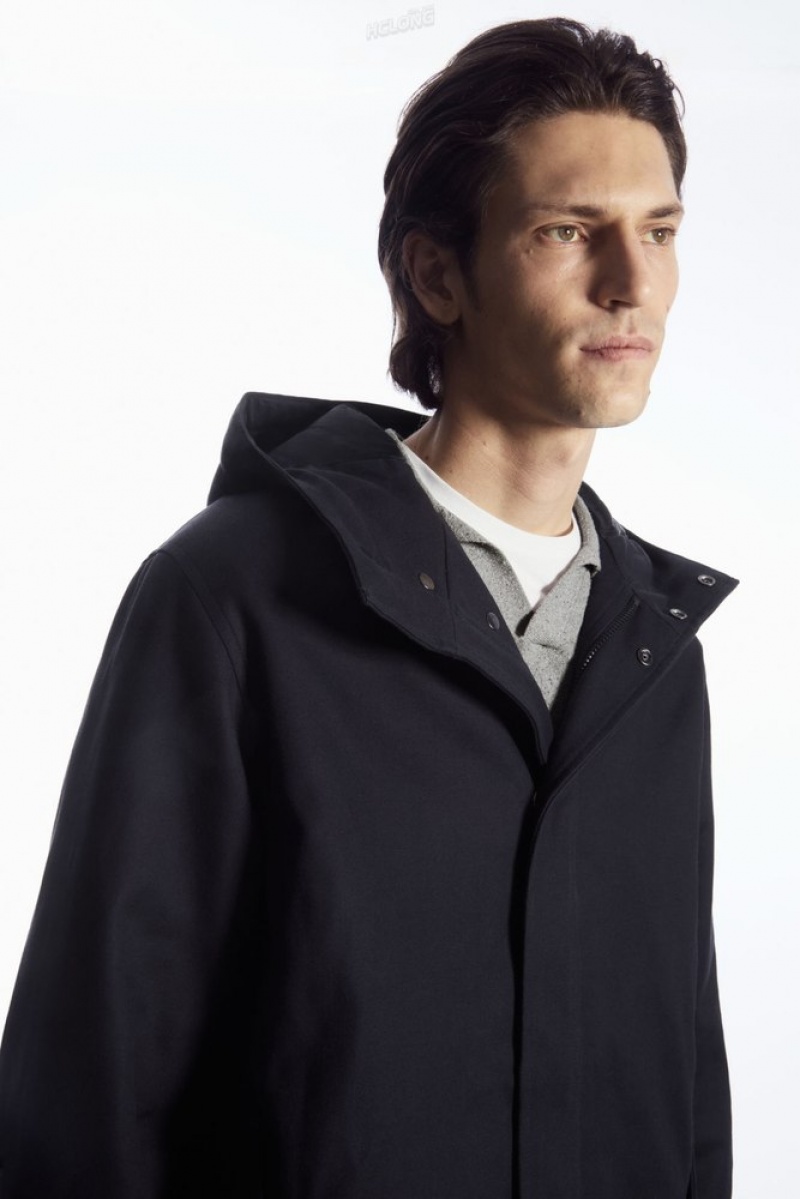 Navy COS Padded Hooded Parka Coats & Jackets | 658437-KLO