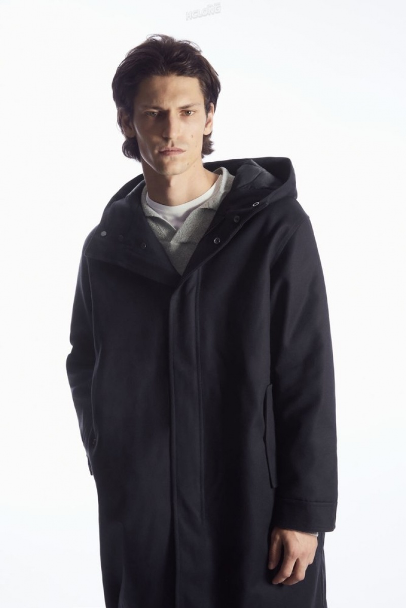 Navy COS Padded Hooded Parka Coats & Jackets | 658437-KLO