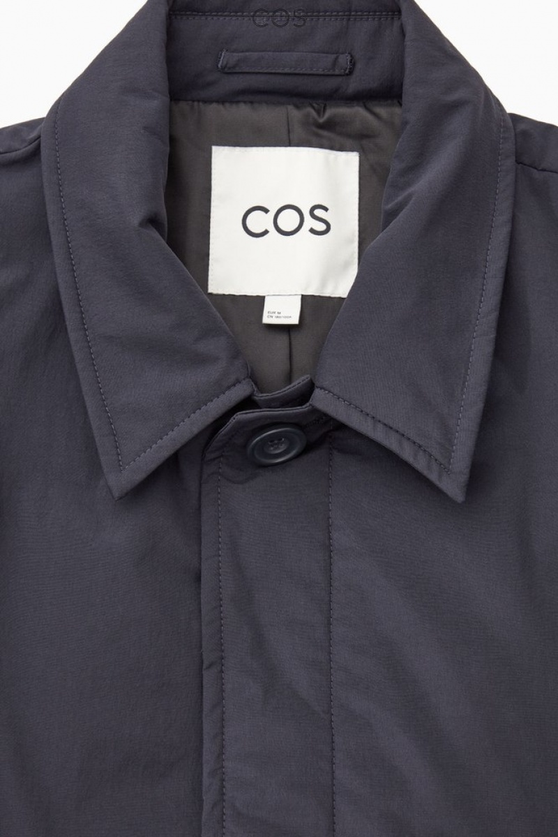 Navy COS Padded Nylon Car Coat Coats & Jackets | 378905-VTI