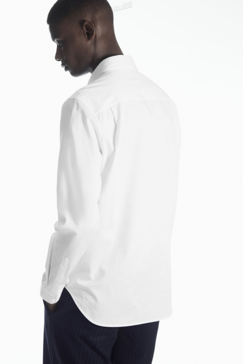 Navy COS Pleated-Placket Dress Shirt - Regular Shirts | 937842-MCQ