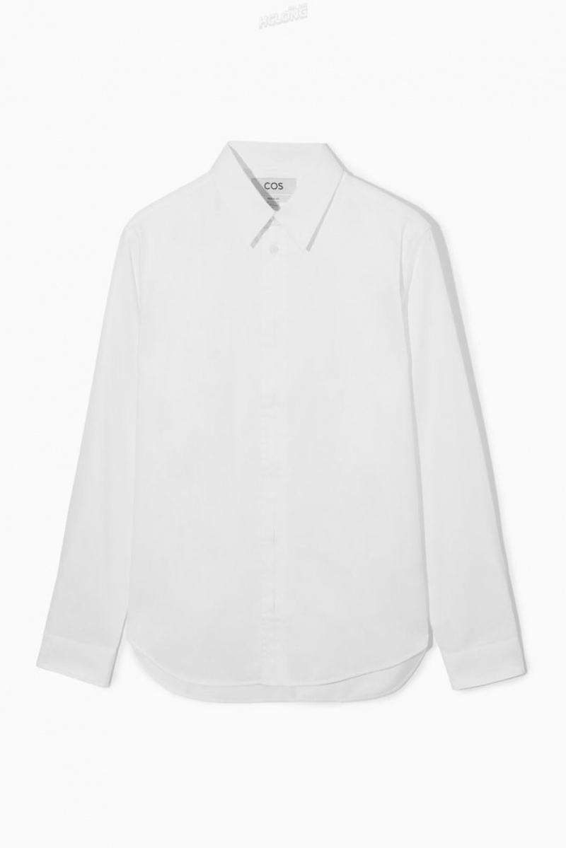 Navy COS Pleated-Placket Dress Shirt - Regular Shirts | 937842-MCQ