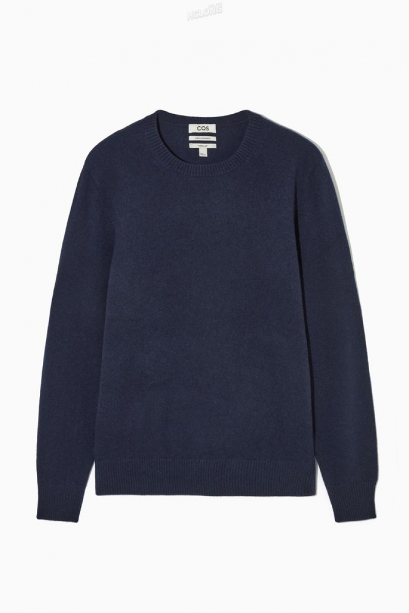 Navy COS Pure Cashmere Jumper Knitwear | 632498-RXQ