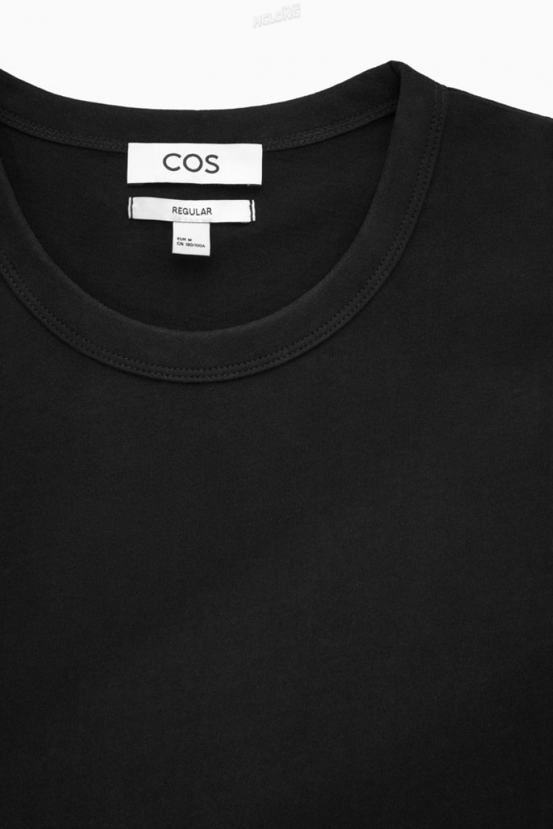 Navy COS Regular-Fit Mid-Weight Brushed T-Shirt T-shirts | 391256-GYQ