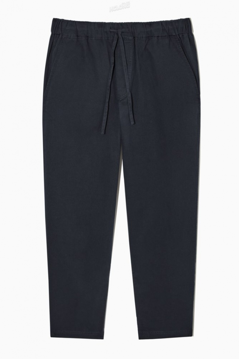 Navy COS Relaxed-Fit Drawstring Twill Pants Pants | 314860-IXQ