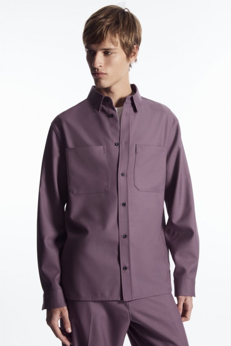 Navy COS Relaxed Utility Shirt Shirts | 367851-WUB