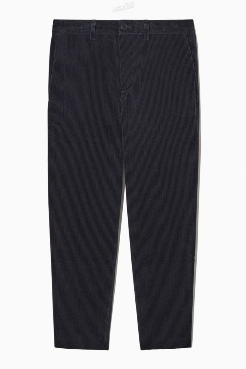 Navy COS Straight-Leg Corduroy Chinos Pants | 758124-DEY