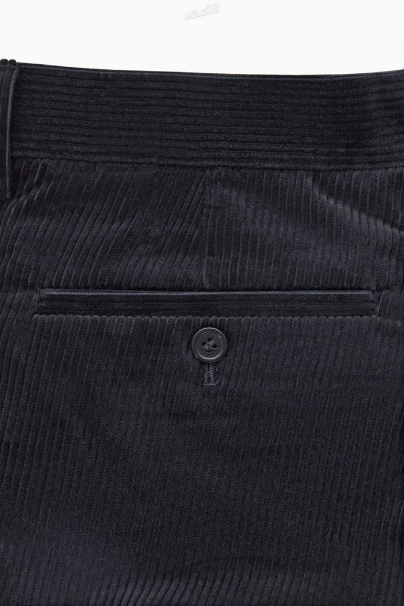 Navy COS Straight-Leg Corduroy Chinos Pants | 758124-DEY