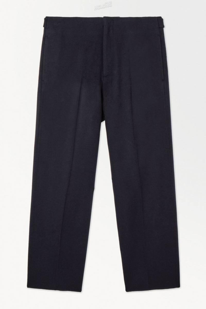 Navy COS The Relaxed Wool Trousers Suit Pants | 548210-HIT