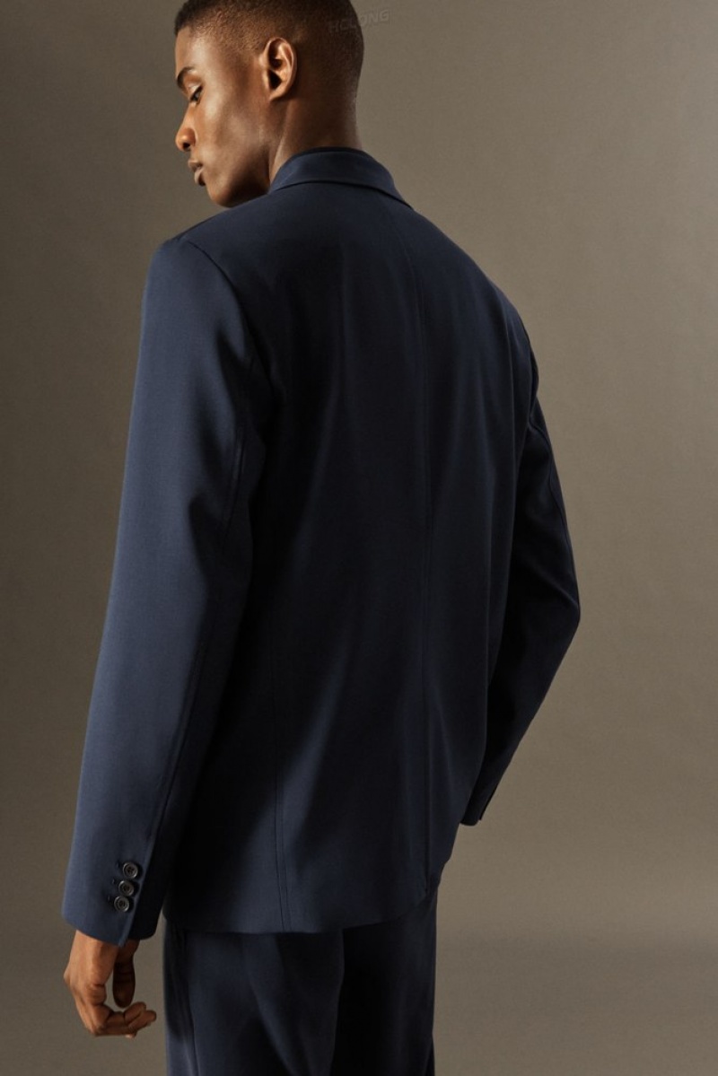 Navy COS Unstructured Lightweight Wool Blazer - Regular Blazers | 025814-TYG