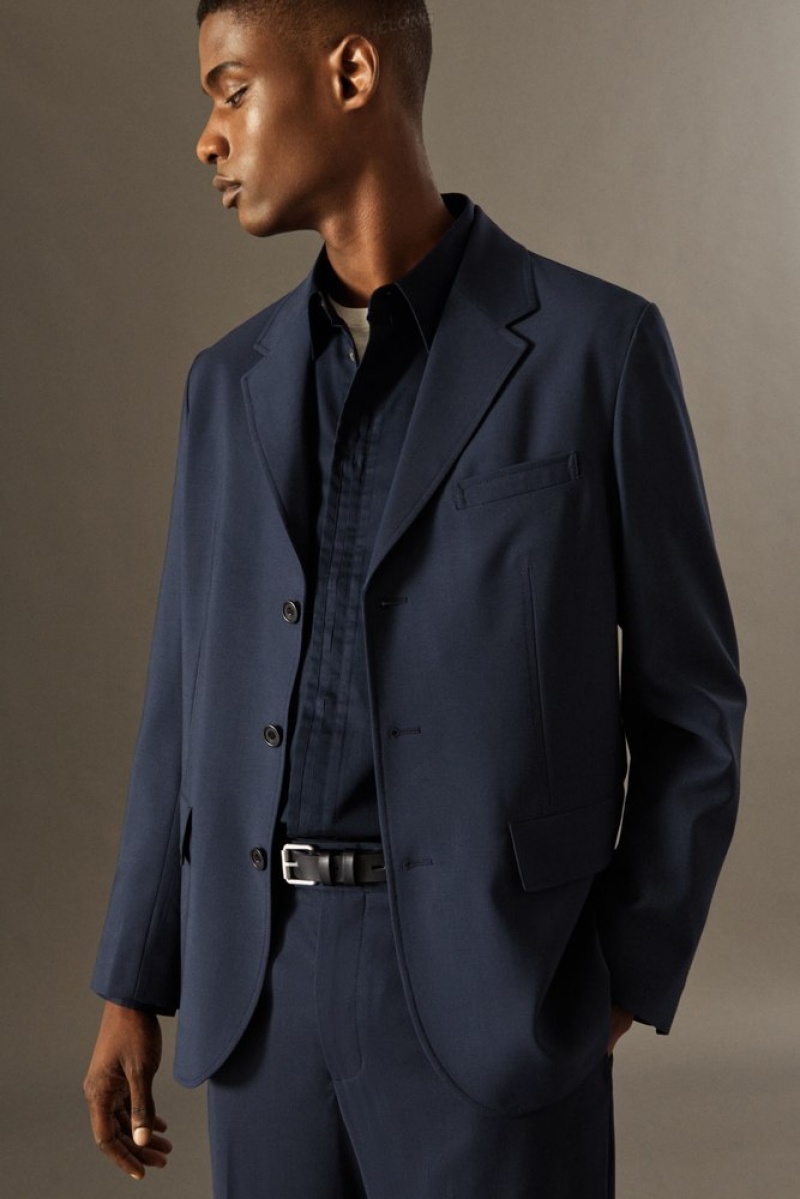 Navy COS Unstructured Lightweight Wool Blazer - Regular Blazers | 025814-TYG