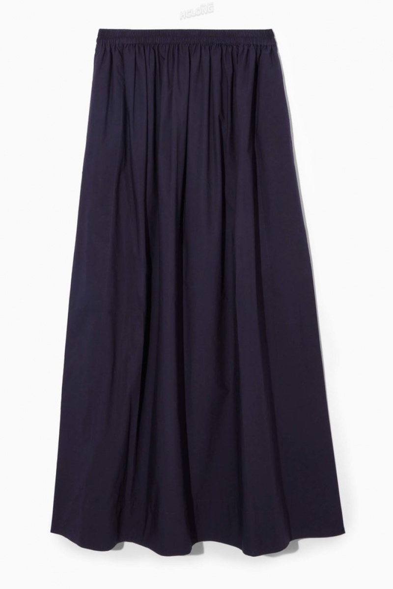 Navy COS Voluminous Gathered Maxi Skirt Skirts | 906158-GSZ