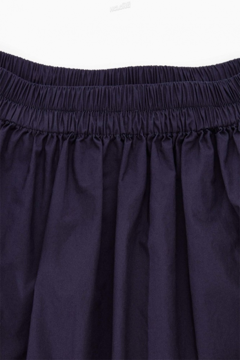 Navy COS Voluminous Gathered Maxi Skirt Skirts | 906158-GSZ