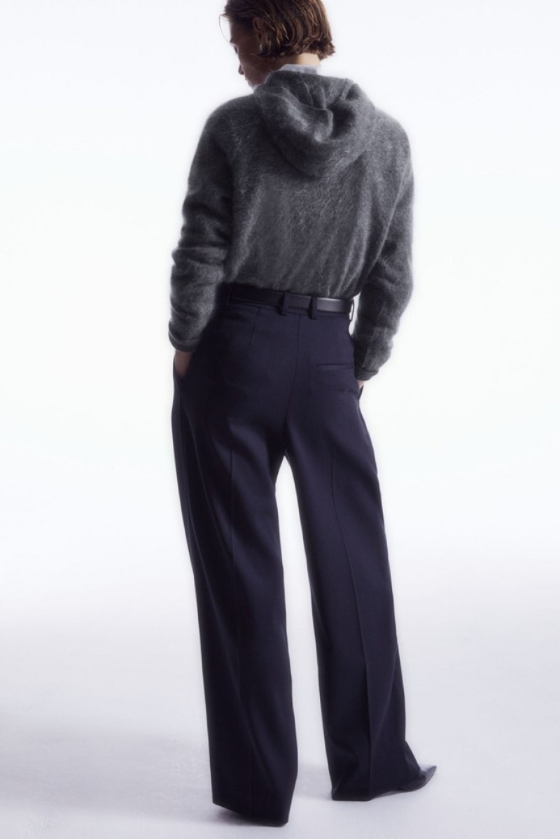 Navy COS Wide-Leg Tailored Wool Pants Pants | 279306-GDU