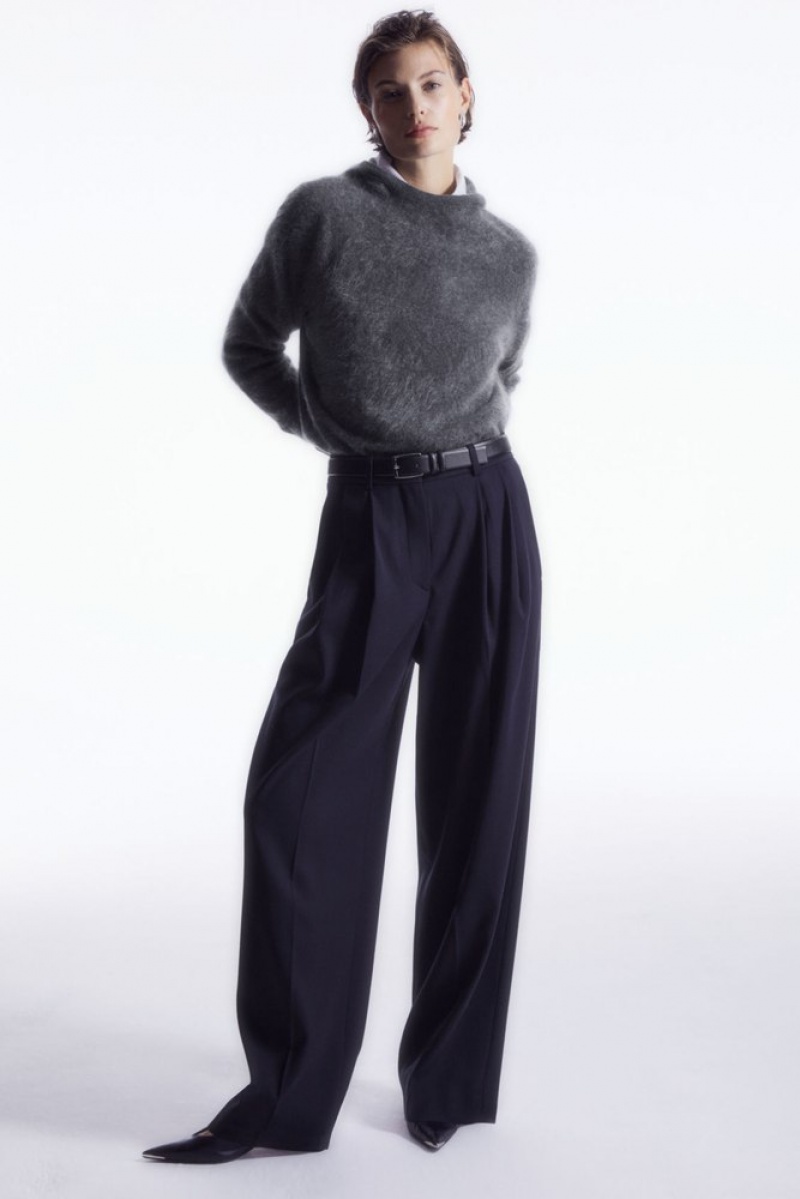 Navy COS Wide-Leg Tailored Wool Pants Pants | 279306-GDU