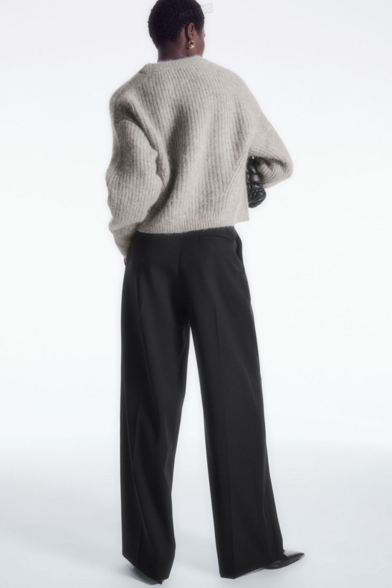 Navy COS Wide-Leg Tailored Wool Pants Pants | 684905-VYN