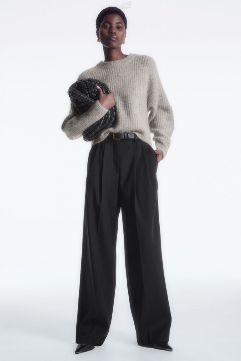 Navy COS Wide-Leg Tailored Wool Pants Pants | 684905-VYN