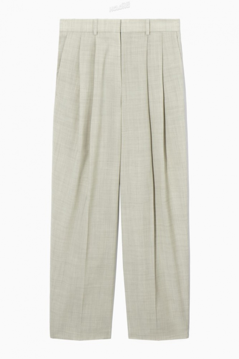 Navy COS Wide-Leg Tailored Wool Pants Pants | 392650-HLZ