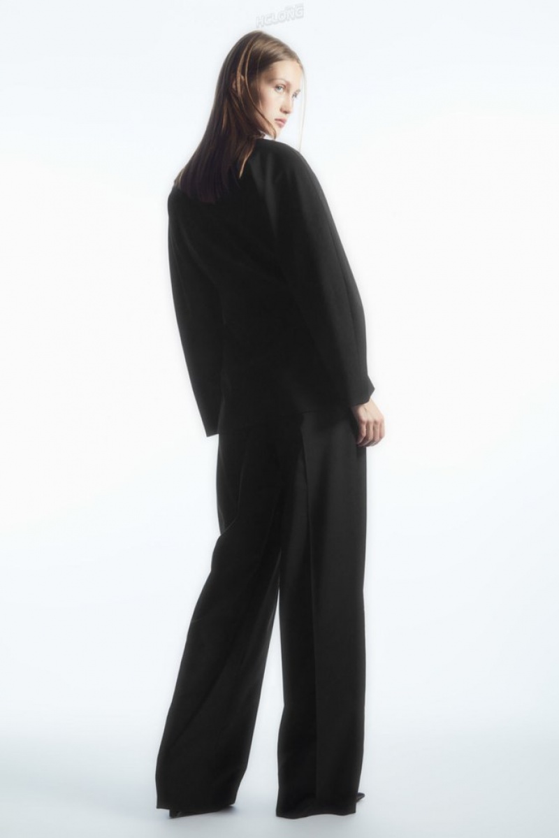 Navy COS Wide-Leg Tailored Wool Pants Pants | 076135-WDP