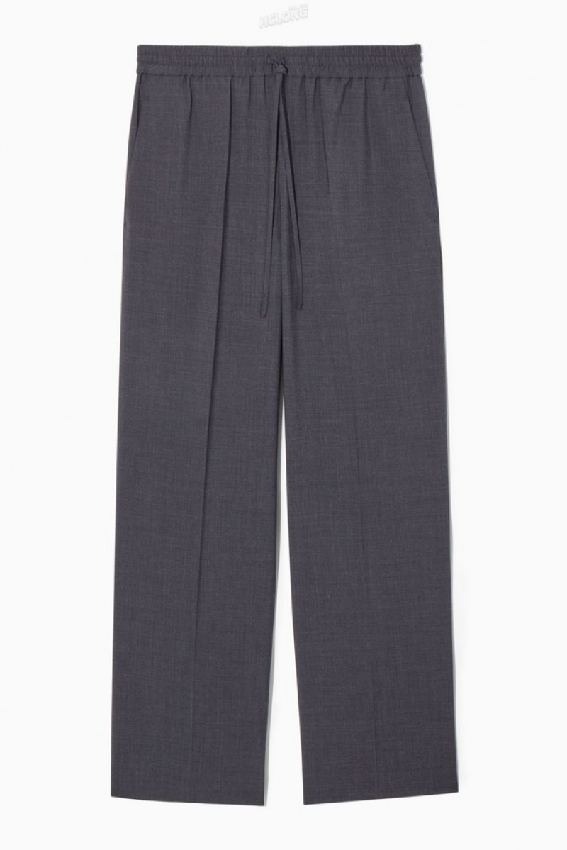 Navy COS Wool Drawstring Trousers Trousers | 324108-VNI