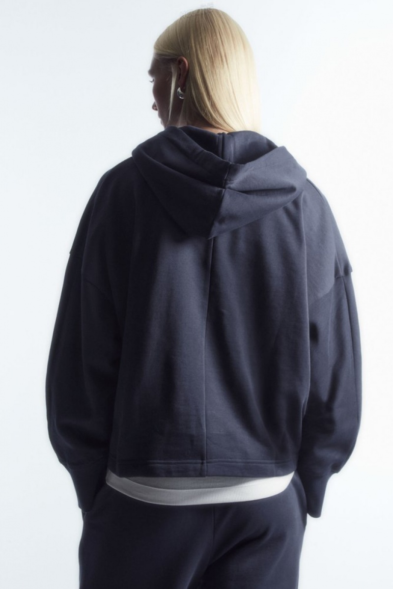 Navy COS Wrap-Effect Jersey Hoodie Loungewear | 531946-UGF