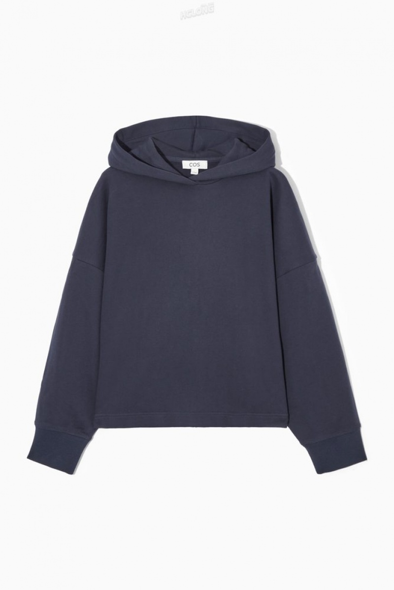 Navy COS Wrap-Effect Jersey Hoodie Loungewear | 531946-UGF