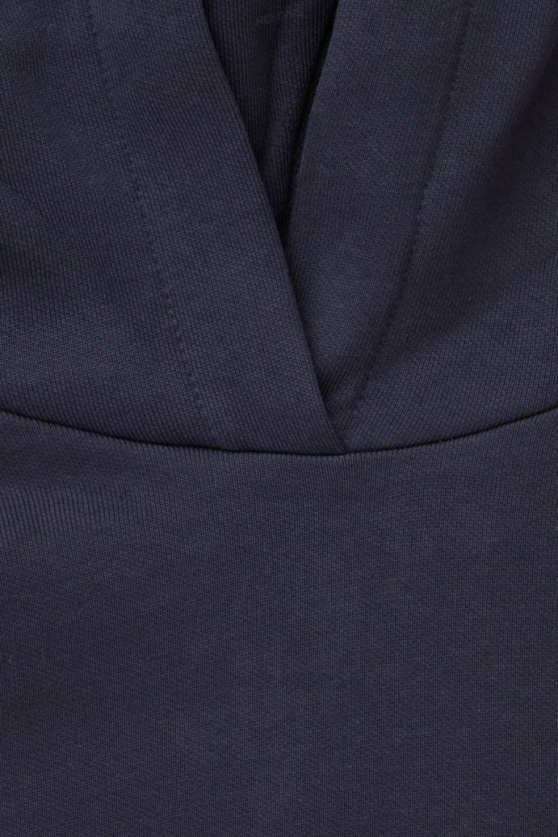 Navy COS Wrap-Effect Jersey Hoodie Loungewear | 531946-UGF