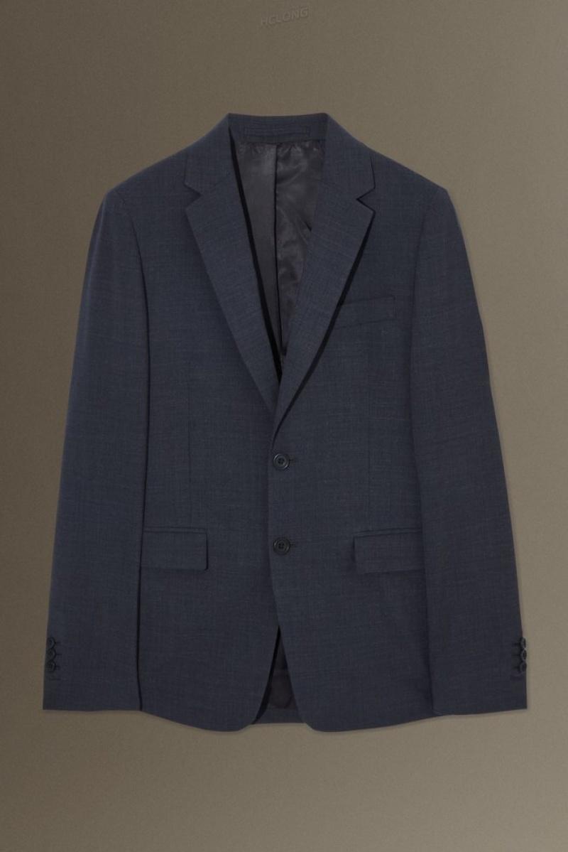 Navy MéLange COS MéLange Wool Blazer - Slim Blazers | 394015-TVK