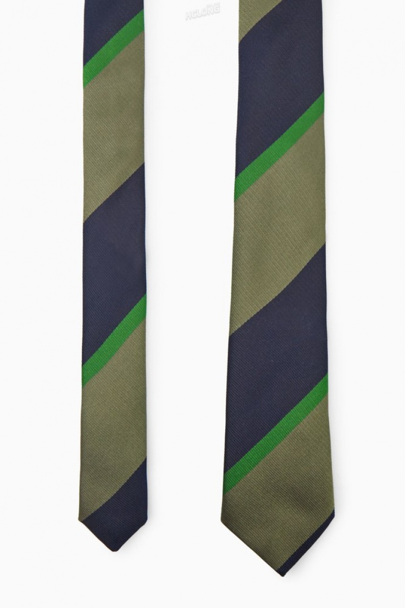 Navy / Blue / Striped COS Striped Pure Silk Tie Ties | 046789-HTD