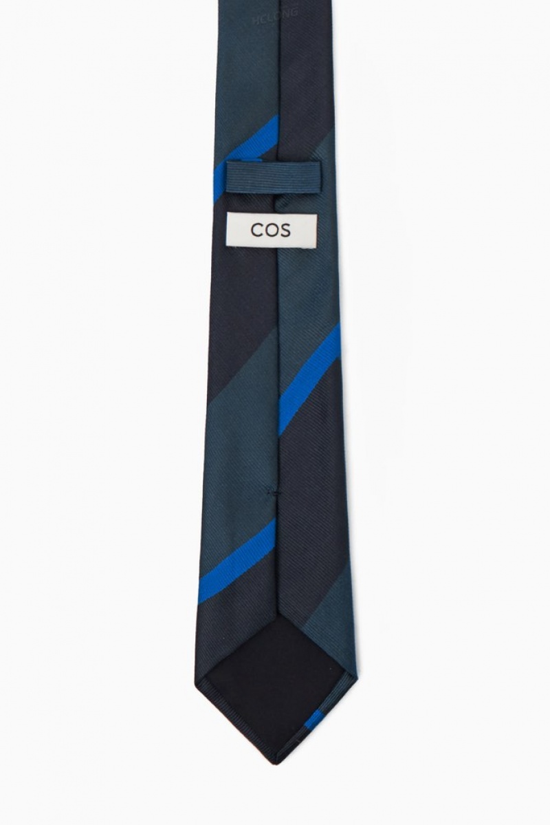 Navy / Blue / Striped COS Striped Pure Silk Tie Ties | 720694-WTI