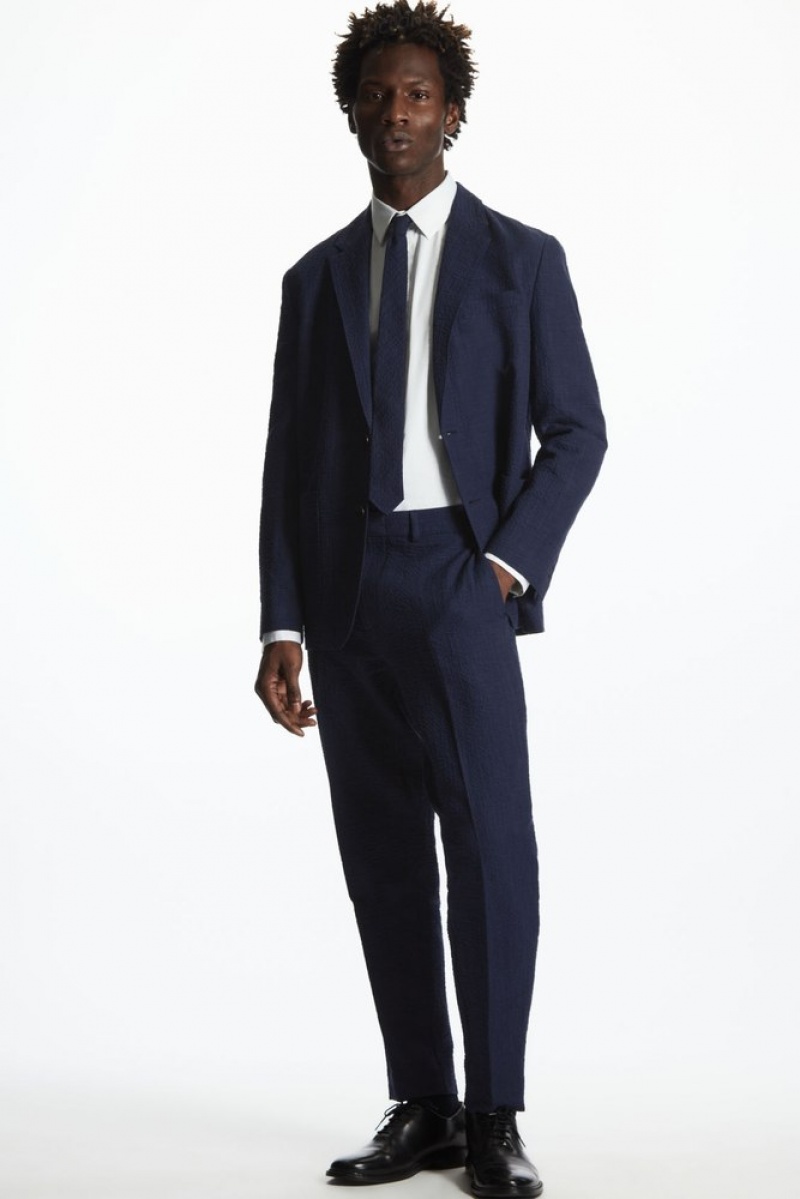 Navy / Checked COS Slim Checked Tie Ties | 521460-HVN