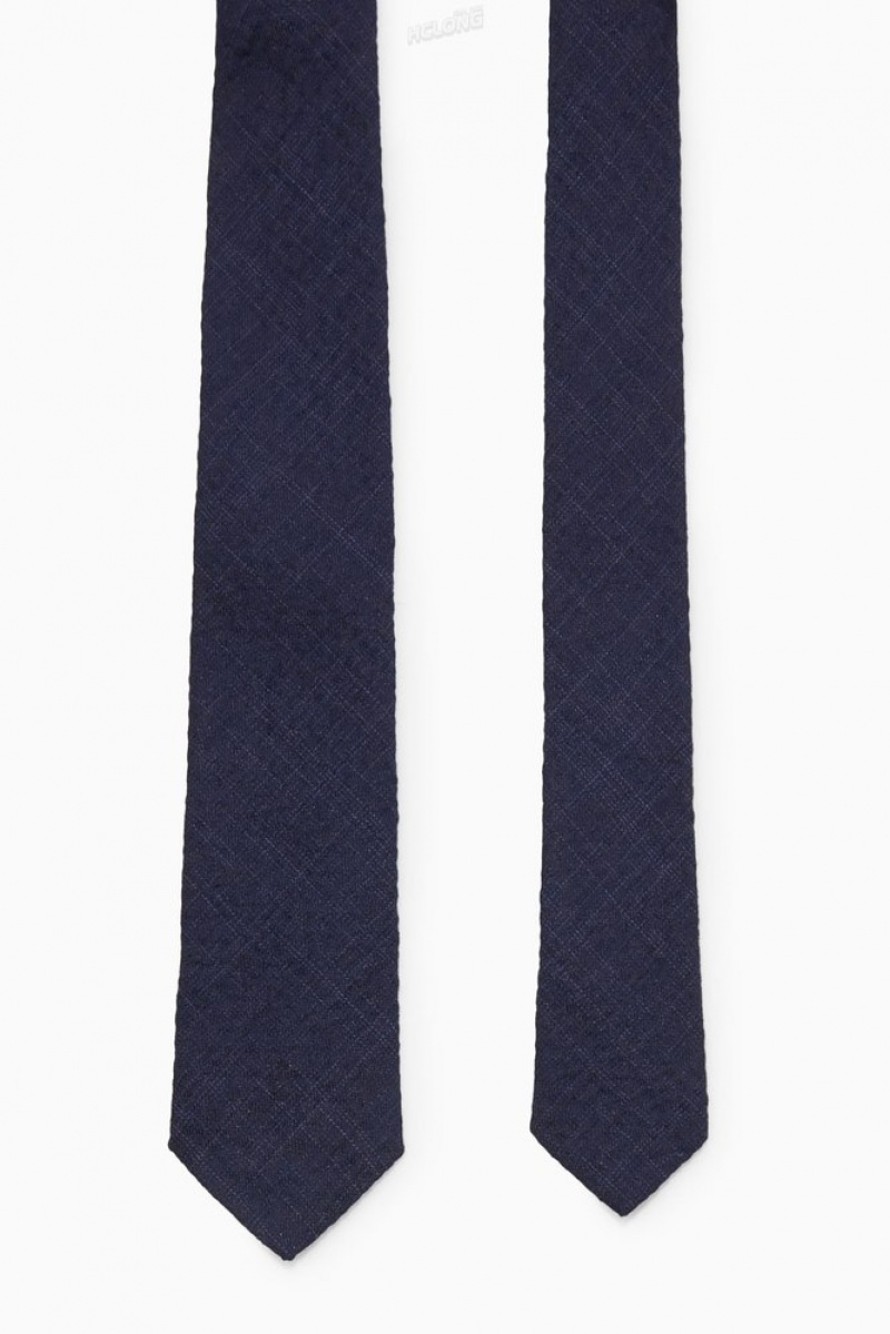 Navy / Checked COS Slim Checked Tie Ties | 521460-HVN