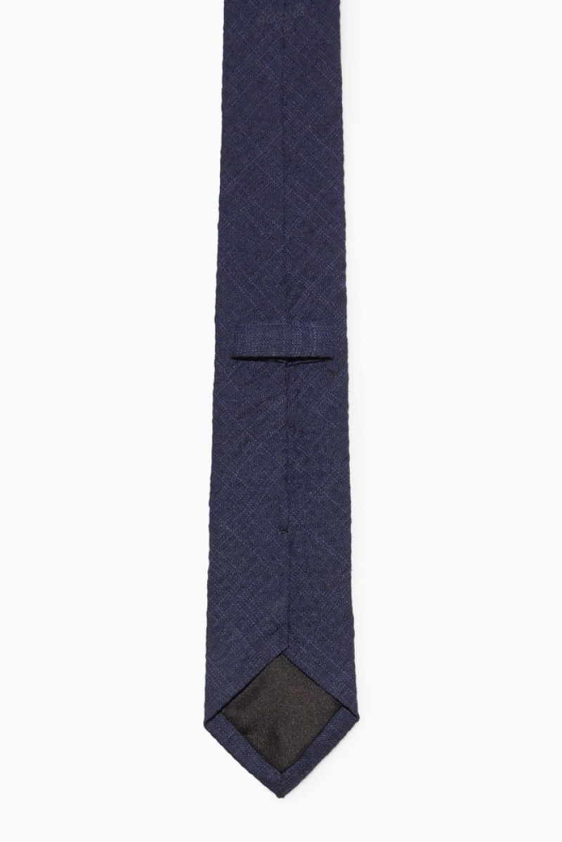 Navy / Checked COS Slim Checked Tie Ties | 521460-HVN